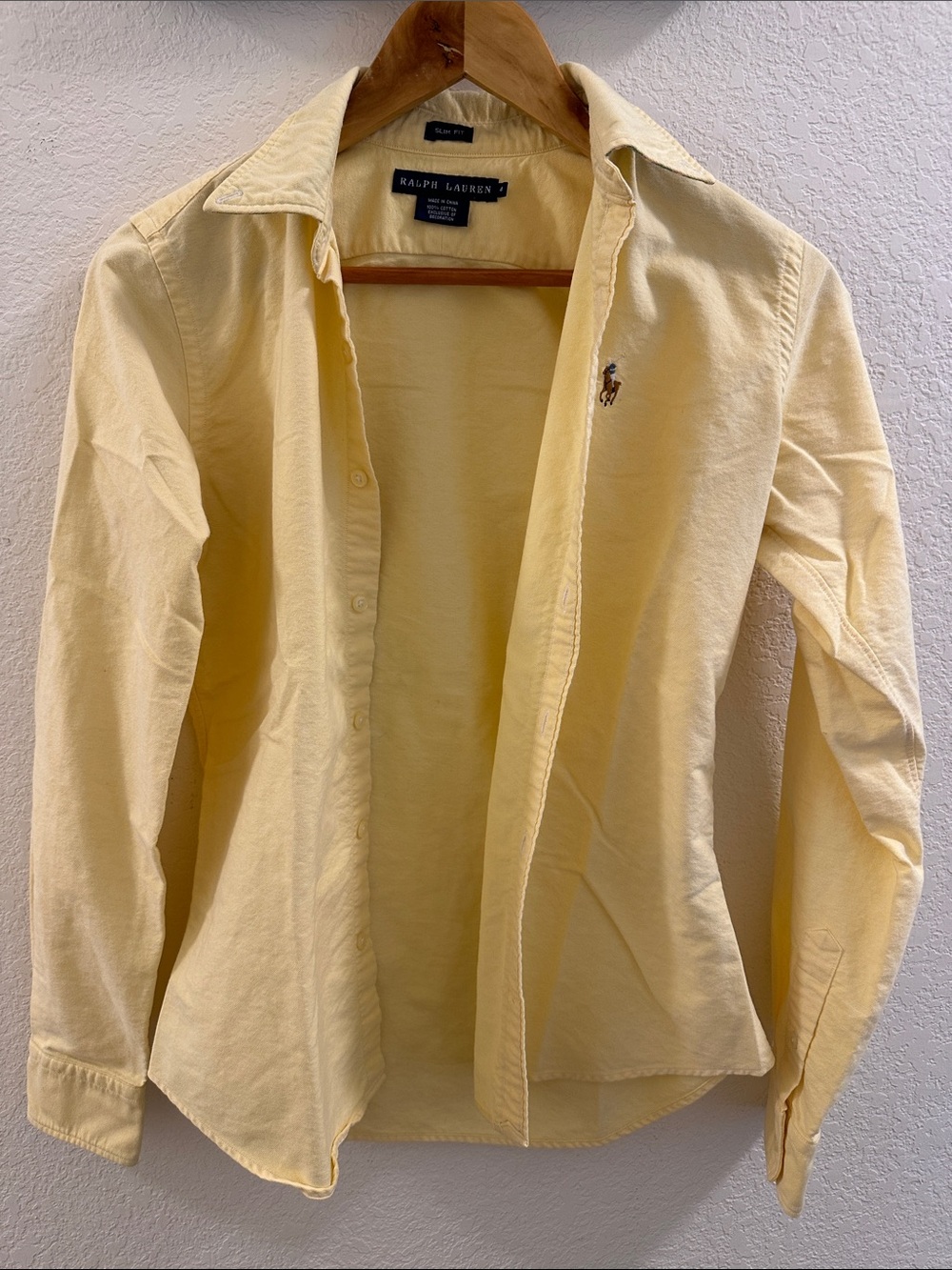 Ralph Lauren Light Yellow Button-Down Shirt with Pony Logo